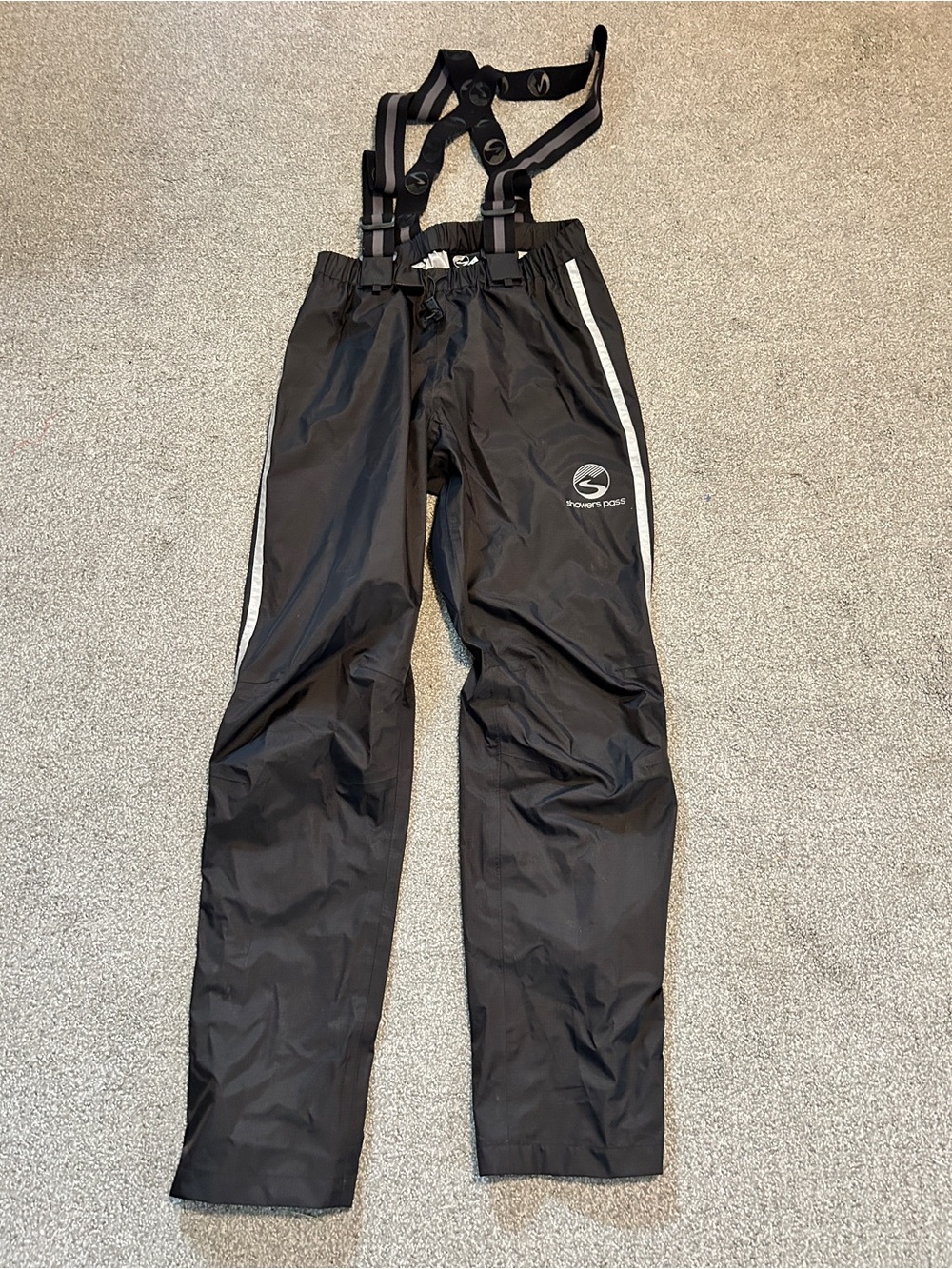 Showers pass Men's Black Waterproof Bib pants cycling rain gear Reflective